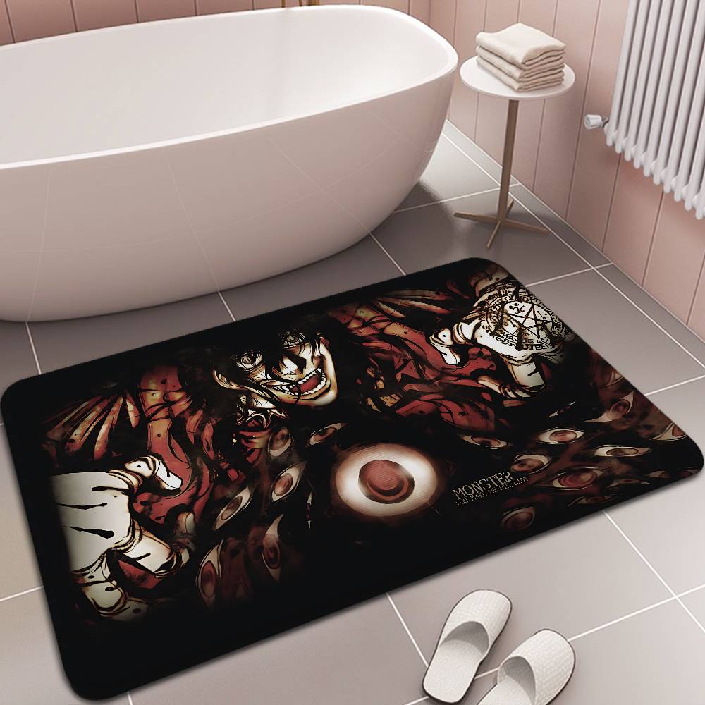 Horror Anime H-Hellsing Floor Mat Rectangle Anti-slip Home Soft Badmat Front Door Indoor Outdoor Mat Welcome Doormat