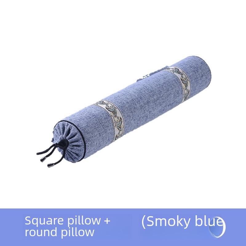Cylindrical Bamboo Charcoal Cervical Pillow with Linen and Moxa for Neck Support