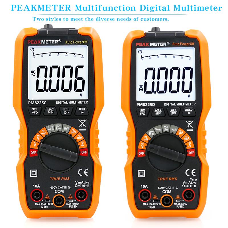PEAKMETER PM8225D Electrician Multimeter Universal High-Precision Digital Display Smart Burn-Proof Household Electric Meter
