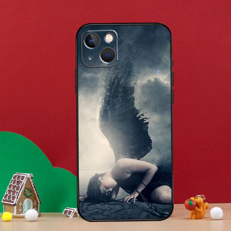 

Подходит для чехла для мобильного телефона iPhone 16, европейского и американского дизайна, новый крутой чехол для мобильного телефона Ins Wind Devil Angel Wings Girl 13promax