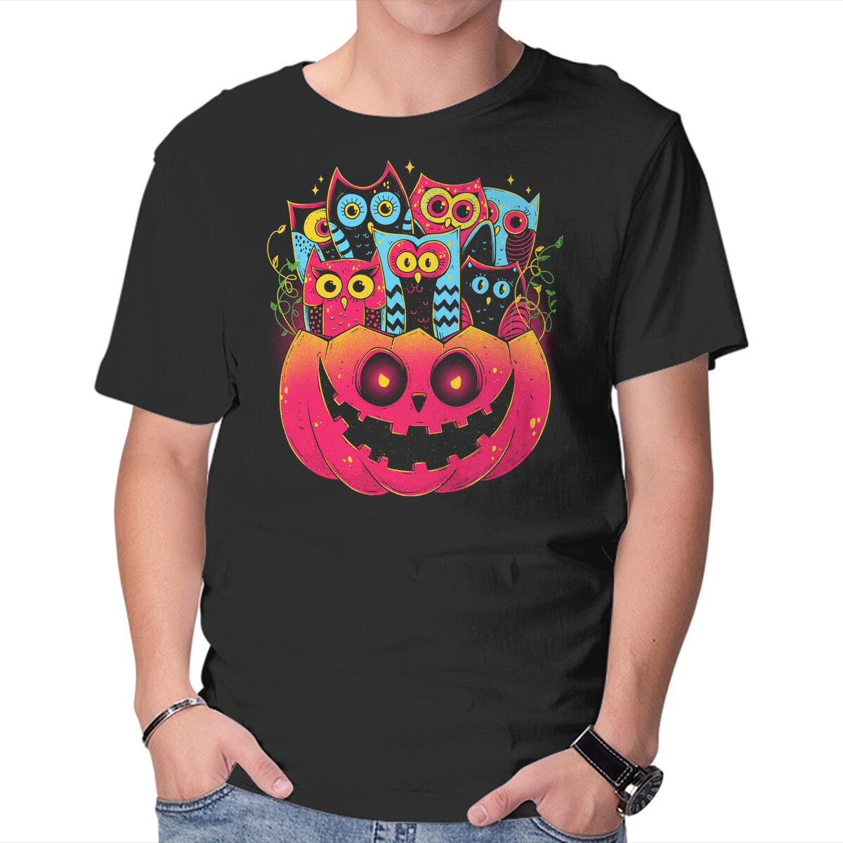 Unisex Crew Neck T-Shirt A Bowl Full Of Owls Graphic Short Sleeve Casual Tee XL