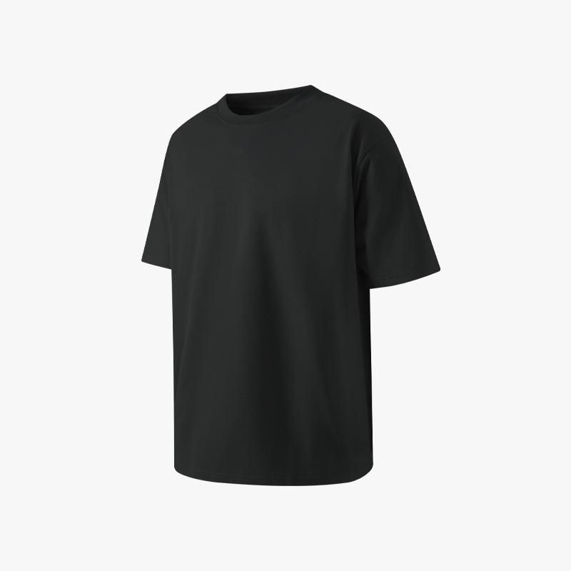 Men's Japanese Style 310g Heavy Cotton Loose T-Shirt - Solid Color, Round Neck, Short Sleeves