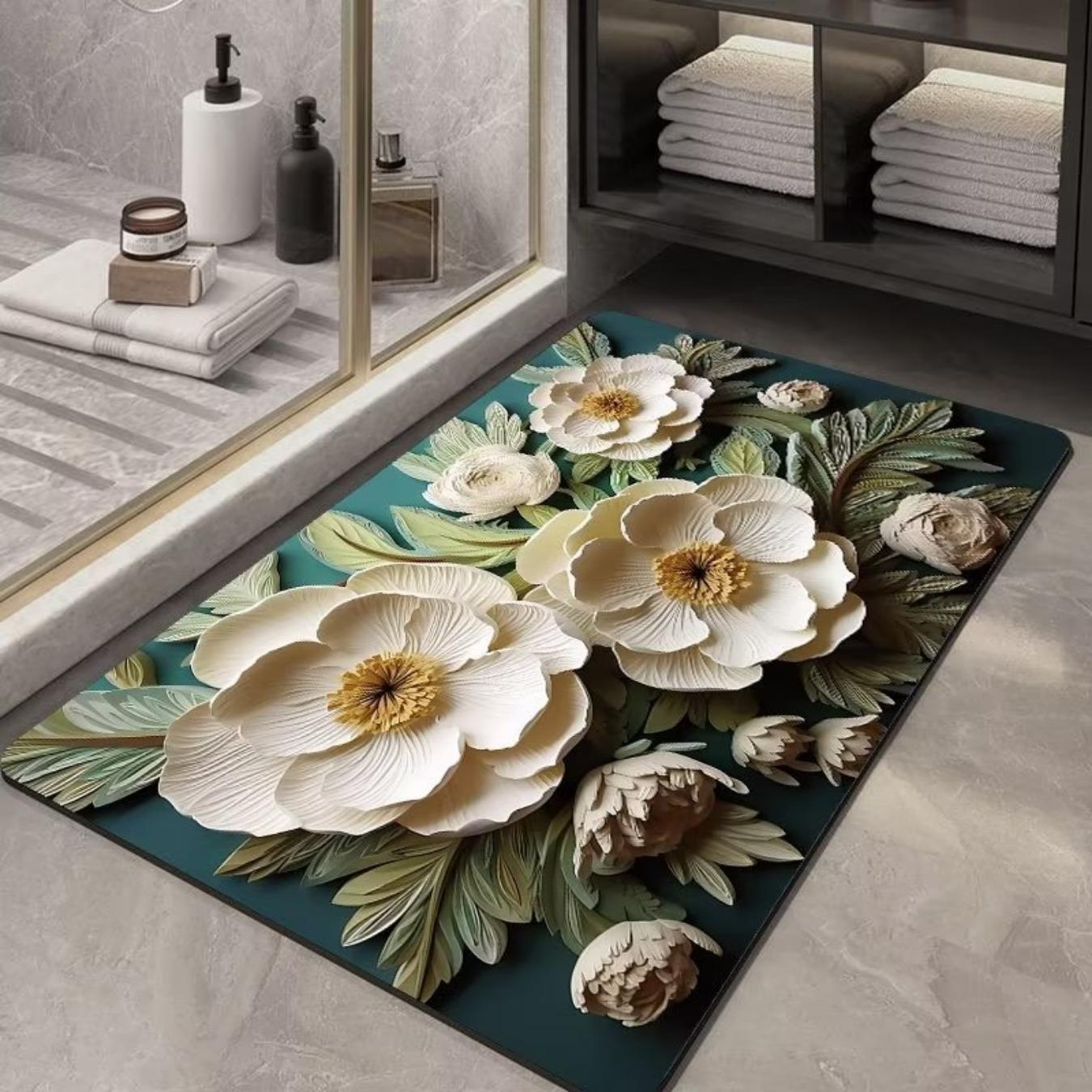 

Діатомовий друк Потовщення килимка для ванної кімнати Нековзкі килими для ванни В умивальнику Килимок на підлозі збоку ванни Килимок для душової кімнати Придверний килимок Memory Foam 3D Pad 500mm*800mm