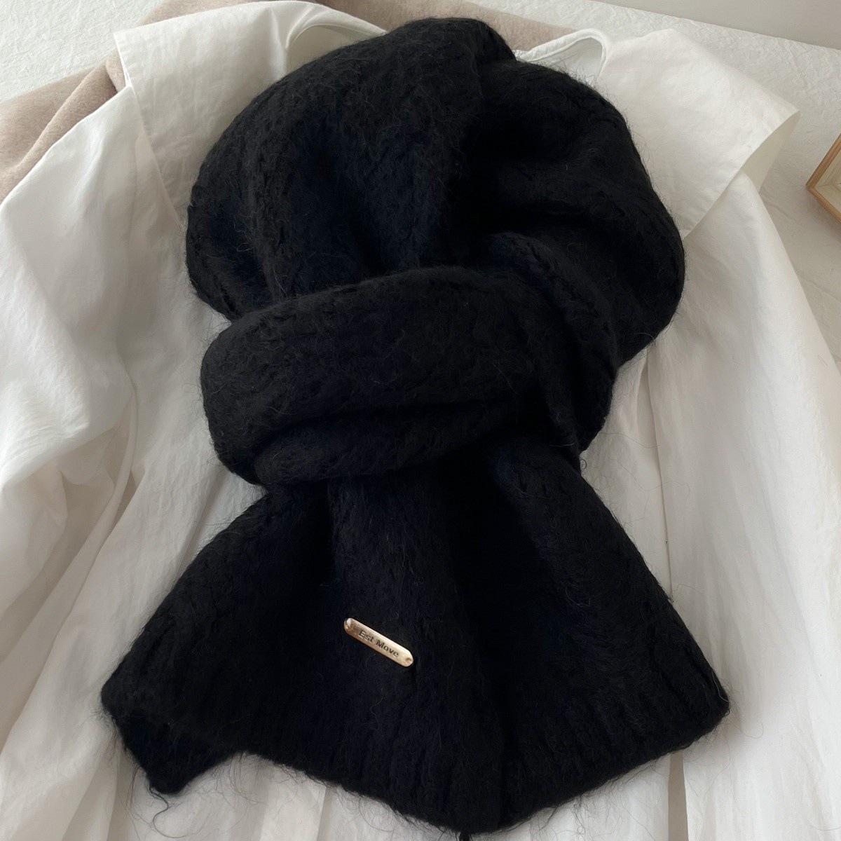 

New Korean Versatile Knitted Scarf for Women Girls Winter Thicken Warm Color Scarf Simple Soft Warm Lazy Style Elegant Scarf