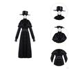 Plague Doctor Costume Set Cosplay Classic Festival Carnival for Women Gloves S Headcover