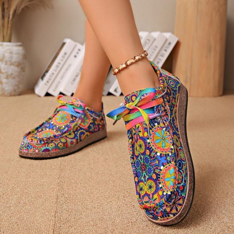 Large size bohemian casual single shoes women's autumn new lace-up fashion single shoes