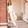 Women's Casual Printed Pajama Set with Round Neck and Loose Fit for Sleep and Lounging