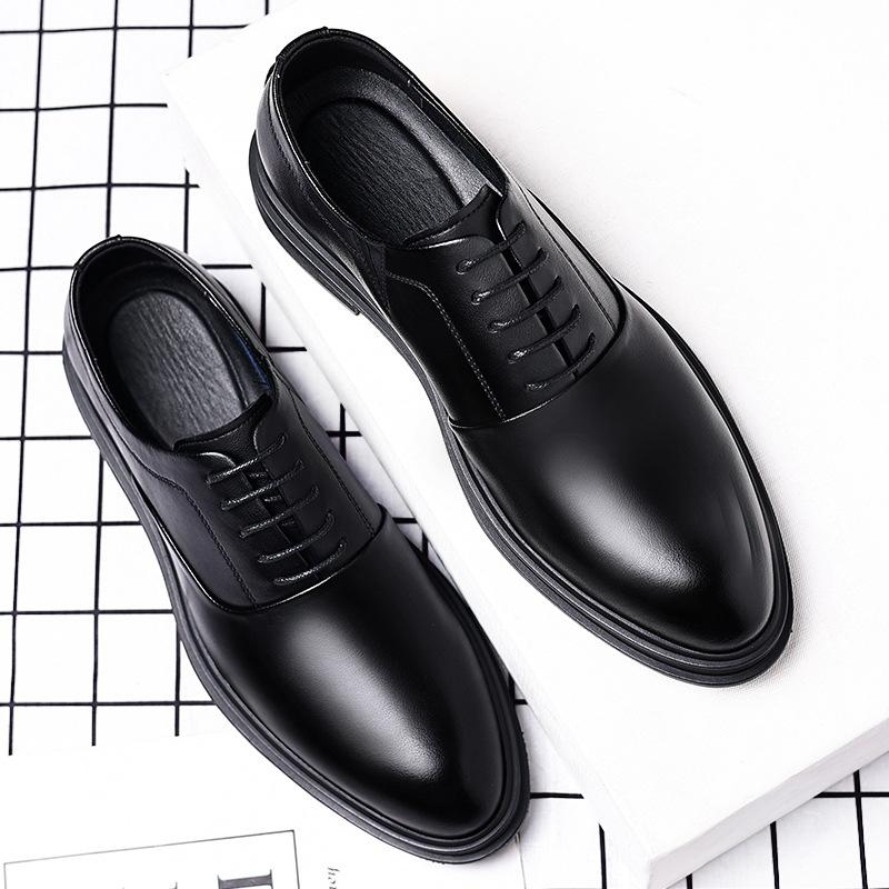 Mens Business Formal Casual Leather Shoes British Korean Style Pointed Toe Groom Wedding Dress Shoes For Suit Comfortable