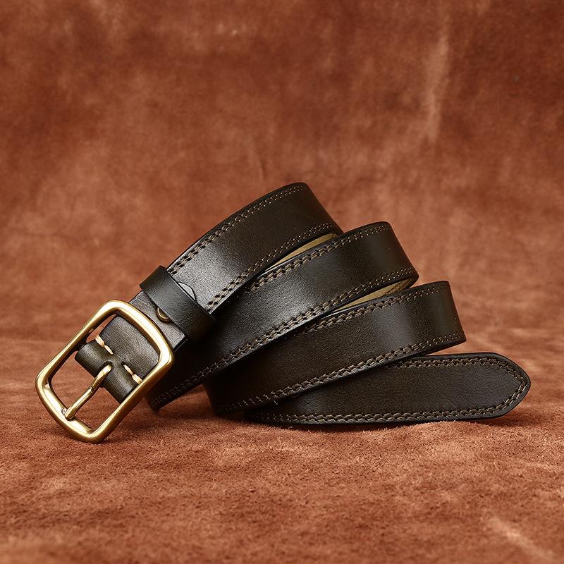 2.8CM Wide Retro Style Genuine Cowhide Leather Belt for Women - Versatile and Fashionable for Jeans