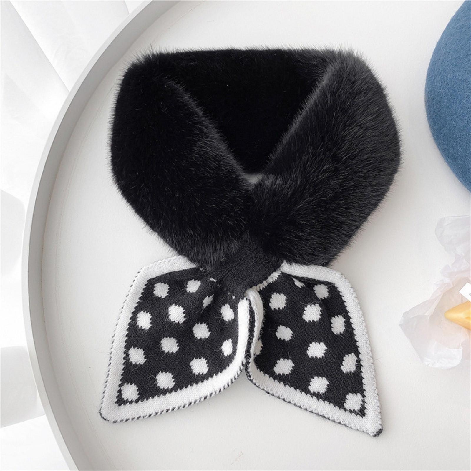 Зимний воротник плюшевый шарф Толстый плюшевый воротник шарф шаль женский теплый шарф One Size чёрный