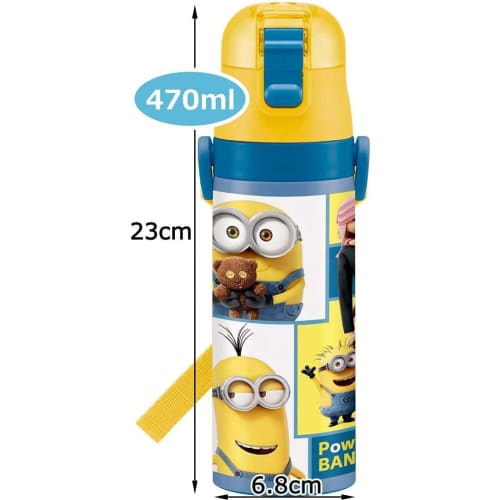 Skater Children's Stainless Steel Water Bottle 2-Way Direct Drinking 470ml Cup Drinking 430ml Minions Bob and Friends Child-Friendly Lightweight Boy T