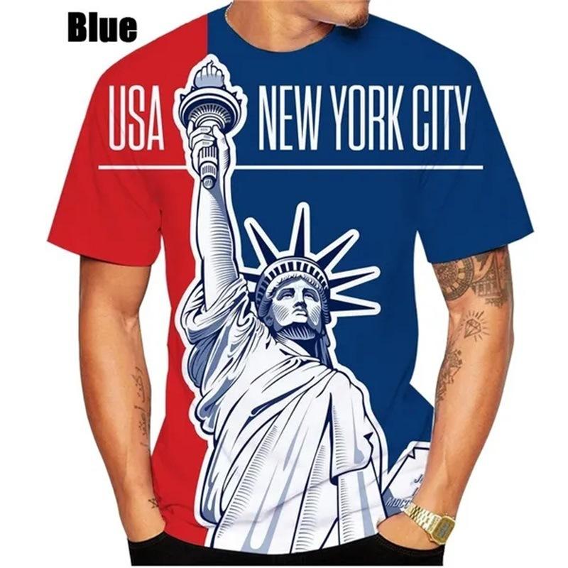 Modisches Herren-Rundhals-Kurzarm-3D-Casual-Farbprint-Casual-Kurzarm-Rundhals-T-Shirt