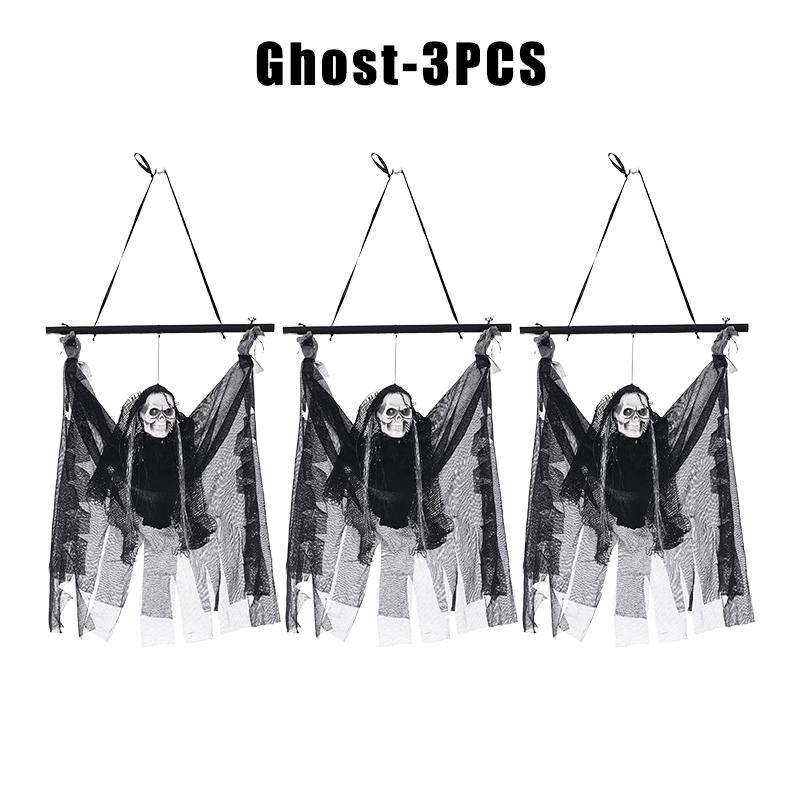 Screaming Motorized Ghost Hanging Prop LED Glowing Skeleton Animated Bar Decor Halloween KTV Prank Motion Activated