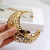 Moon Candle Holder Iron Decorative Tealight Candle Holder for Wedding Party Home Decor Table Centerpiece Black