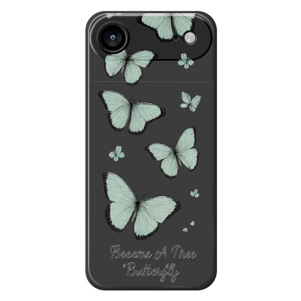 For iPhone 17 Air Case Green Butterfly Pattern Printing Straight Edge TPU Phone Back Cover