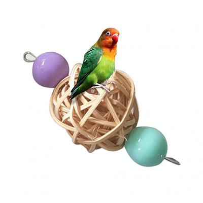 Pet Bird Chew Toy Cockatiel Cage Hanging Cane Rattan Ball