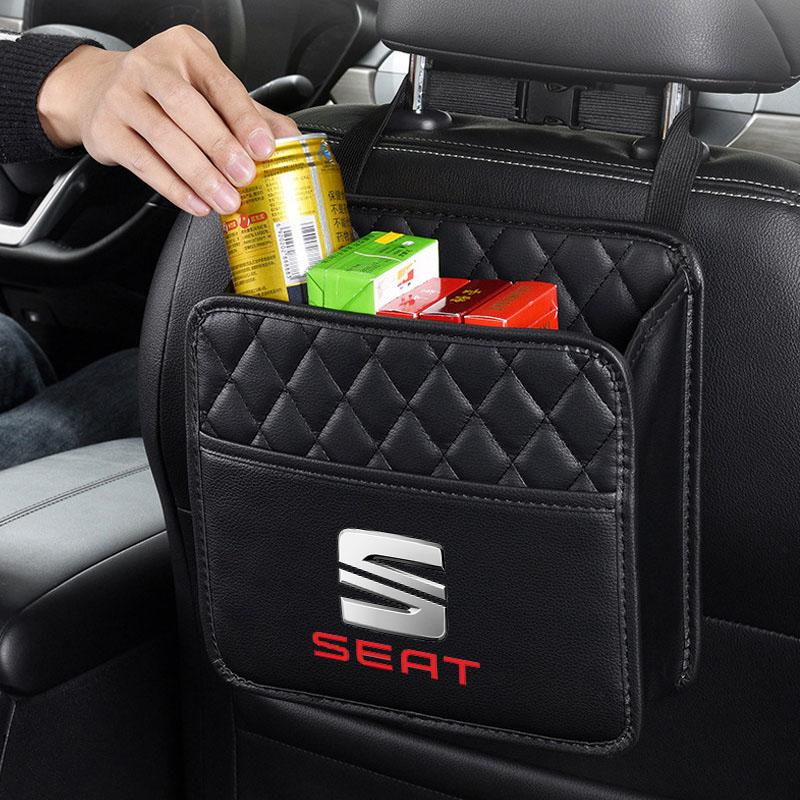 djbf10 Car Seat Storage Bag Pu Leather Cup Pockets Stowing Tidying For Seat Leon Ibiza Alhambra Exeo Altea Arona Mii IBL Car Accessorie
