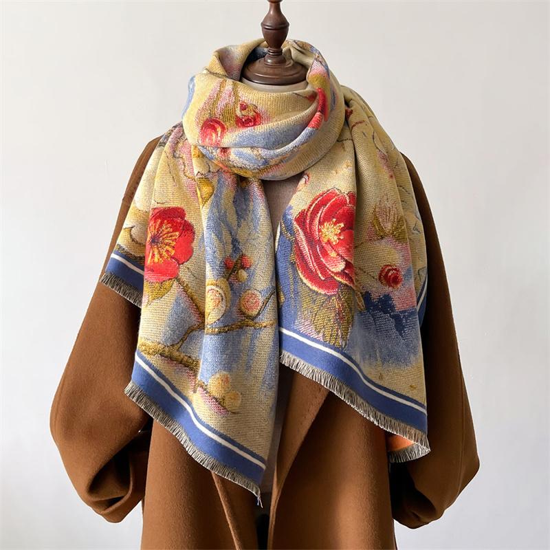Winter Cashmere Scarf Women Design Outdoor Warm Pashmina Blanket Scarves Female Shawl Wraps Thick Foulard Bufanda