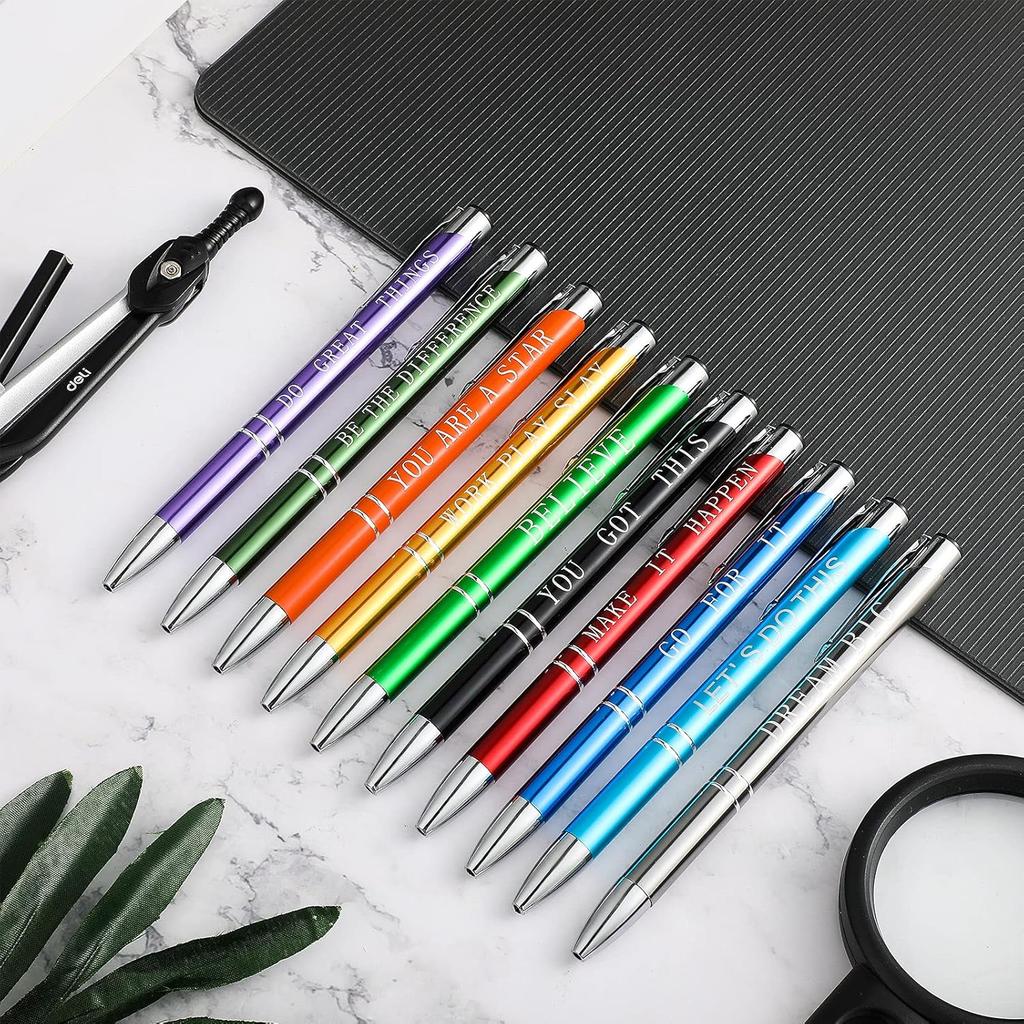 10 Pieces pirational Ballpoint Pens Employee Appreciation Gifts Bulk Motivational Quote Pens with Coated Metal Motivational Gifts Pens for Men Women,