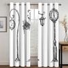 Antique Items Watches Keys and Chains Steampunk Influences Illustration Curtains Living Room Bedroom Window Drapes 2 Panel Set
