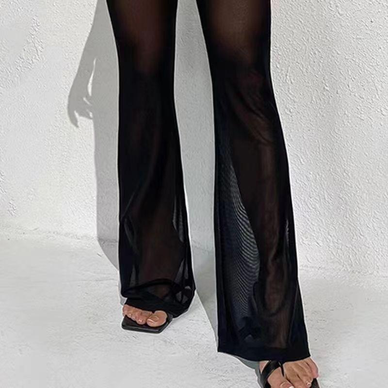 Transparent Mesh Open-stage Leggings for Both Men and Women Can Wear Bell-bottom Pants Mesh Bell-bottom Pants To Cover the Hips
