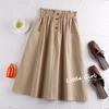 Spring/Summer 2025 Elegant Elastic Waist A-Line Button Skirt for Women