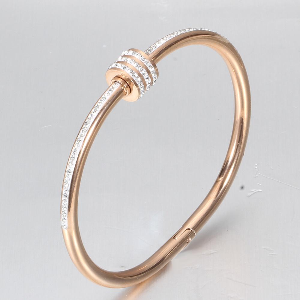 Crystal Beaded Bracelet Bangles For Women Fashion Jewelry Stainless Steel