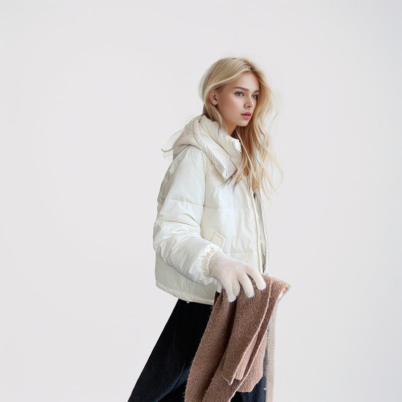 GMXIA Women's Vintage Casual Solid Color Print Autumn Winter Long Sleeve Stand up Jackets & Coats