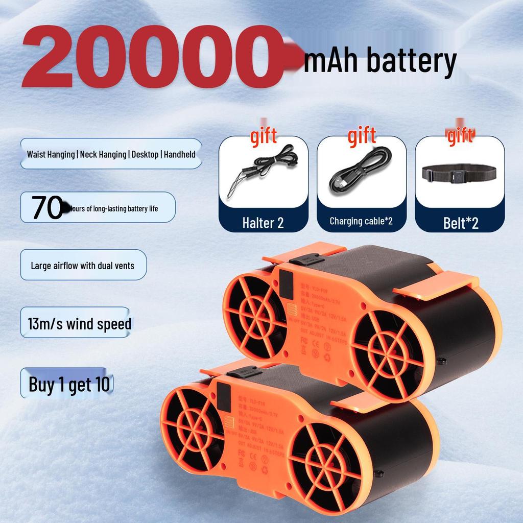 Portable Waist-Mounted Cooling Fan for Outdoor Construction