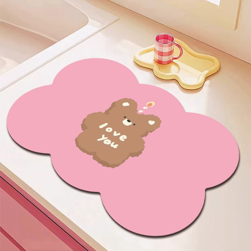 Niedliche Küchentisch-Abtropfmatte Tischmatte Hitzebeständig Rutschfest Saugfähig Schnelltrocknend Haushalt Spülbecken Dialgae Schlamm