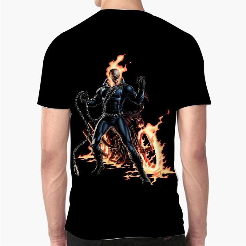 Sommer Rundhals 3D Flammen Totenkopf Print Top Modische Lässige Kurzarm Herren T-Shirts