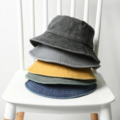 Cappello di paglia pieghevole in denim, cappello da pescatore Panama da spiaggia all'aperto lavato in cotone, popolare cappello da pescatore da donna
