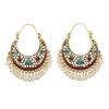 Indian Jhumka Zircon Vintage Bell Tassel Earring Boho Antique Ethnic copper Plated Drop Hanging Earrings For Women Pendientes