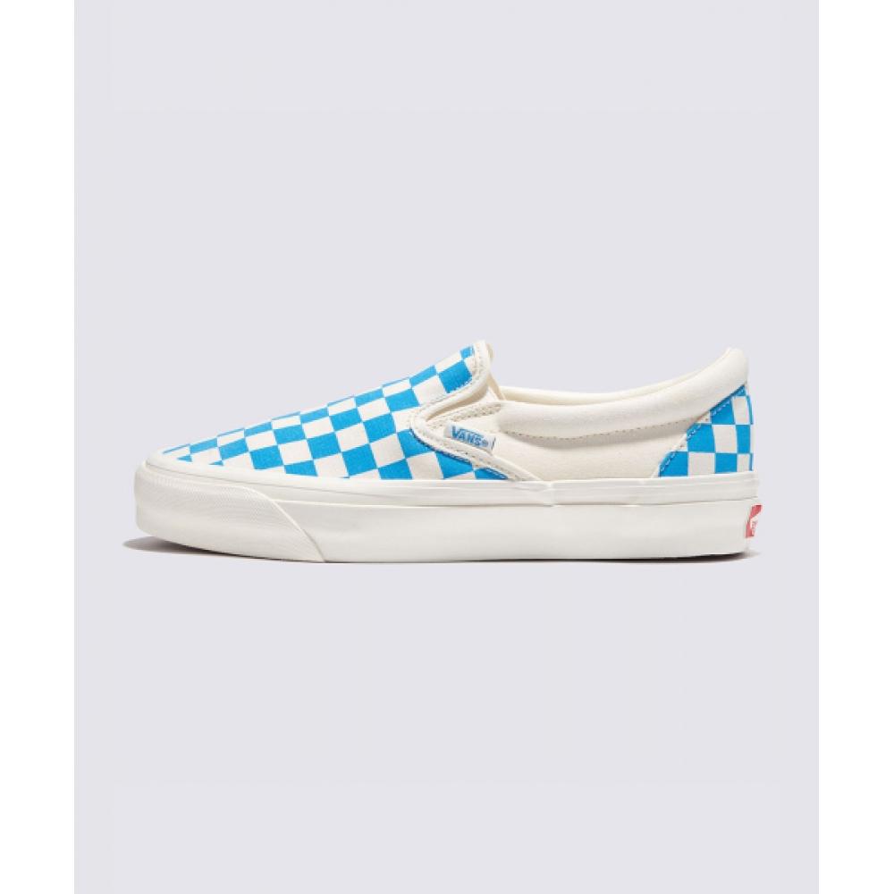 Vans Mte Slip On Issue 98   Checkerboard Cyan Blue Vn000cwa0h71