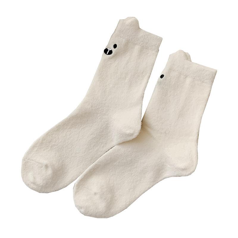 Cute Three-Dimensional Ears Season Australian Velvet Warm Mid-Leg Socks Winter Style Fleece Snow Stockings