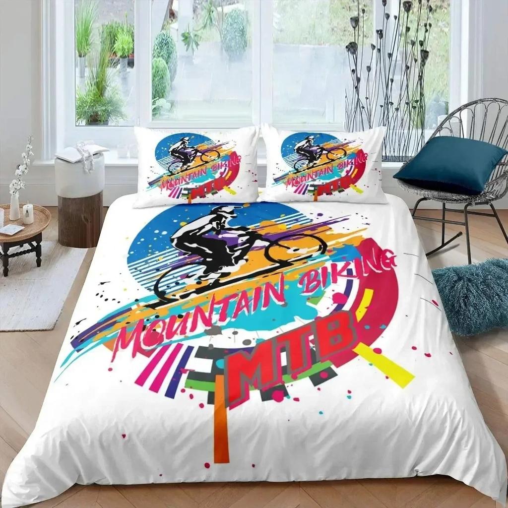 Bicycle Motocross Racer Mountain Bike Comfortable Duvet Cover Pillowcase Bedding Set Children Bedroom Decoration Home Textile