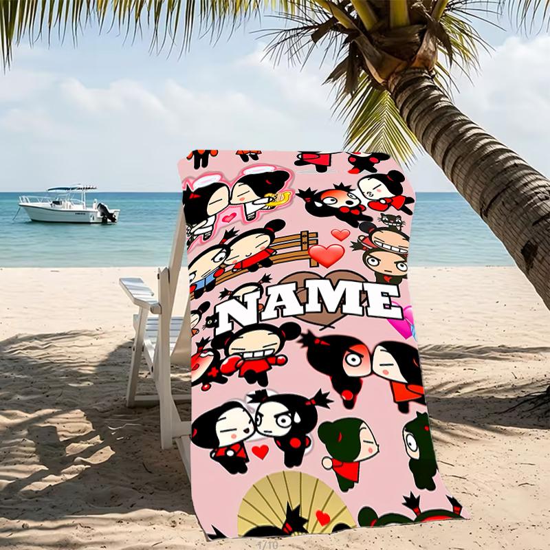 Customizable personalized beach towels Pucca themed designs.Suitable for the beach, yoga, sports;ideal as beach accessories