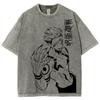 Japanese Anime Style Anime Male Lead Print Women's T-Shirt Oversized Wash Retro Short Sleeve Fashion Design Street