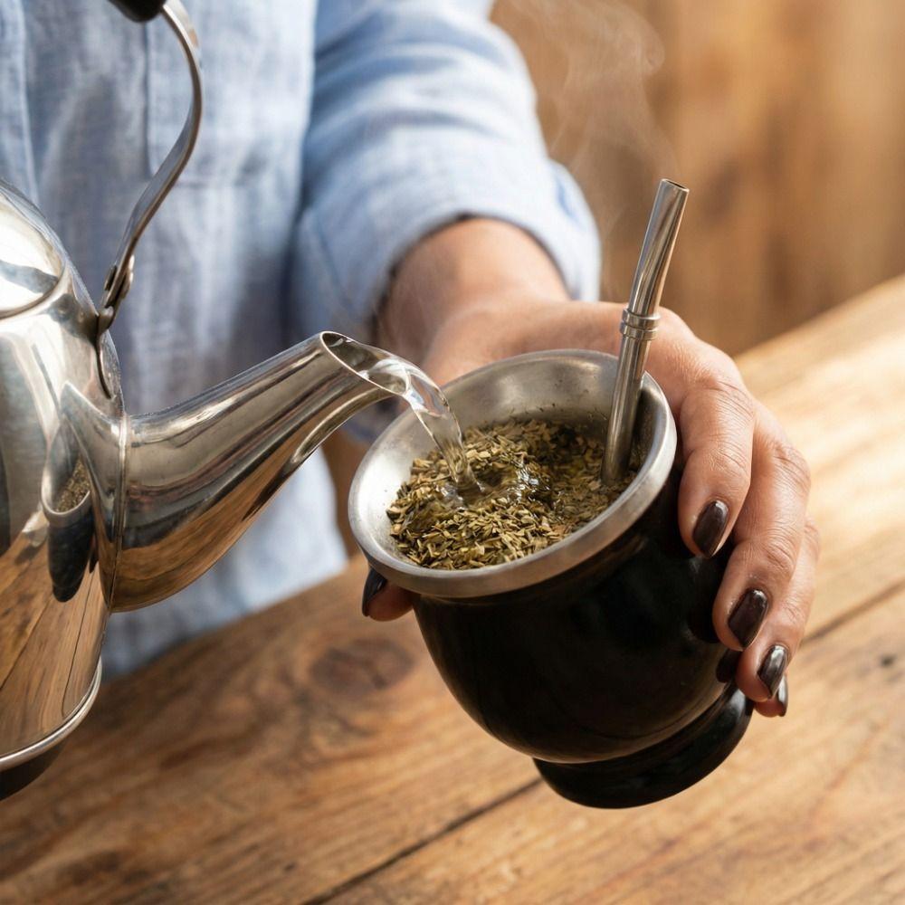 Modny Kubek na Yerba Mate 230 ML z Podwójnymi Ściankami, Wielorazowy Kubek ze Słomką, Stal Nierdzewna z Szczotką do Czyszczenia, Zestaw Filiżanek do Herbaty, Prezent