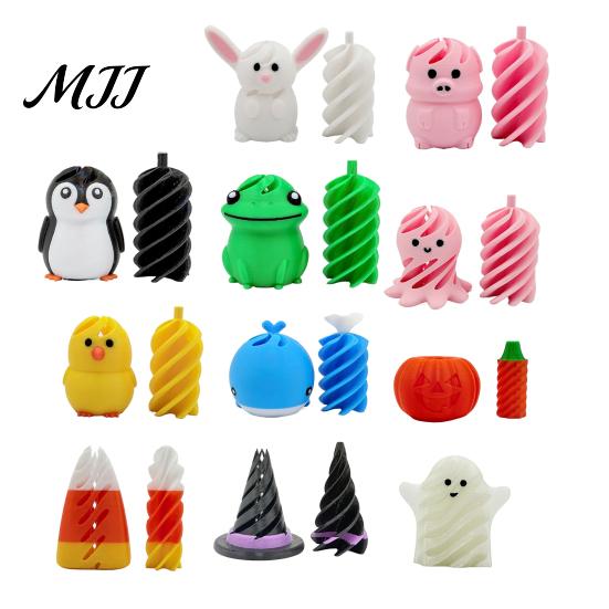 Unique Gifts for Students 3D Printed Spiral Cone Toy, with Animal/Pumpkin/Ghost/ Hat Pattern Design, Stress Creative Halloween Photo Props Relief