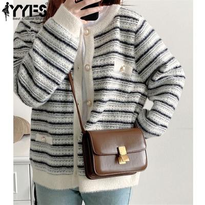 Women's Fashion Casual Fall Winter Stripe Print Long Sleeve O-Neck Sweaters