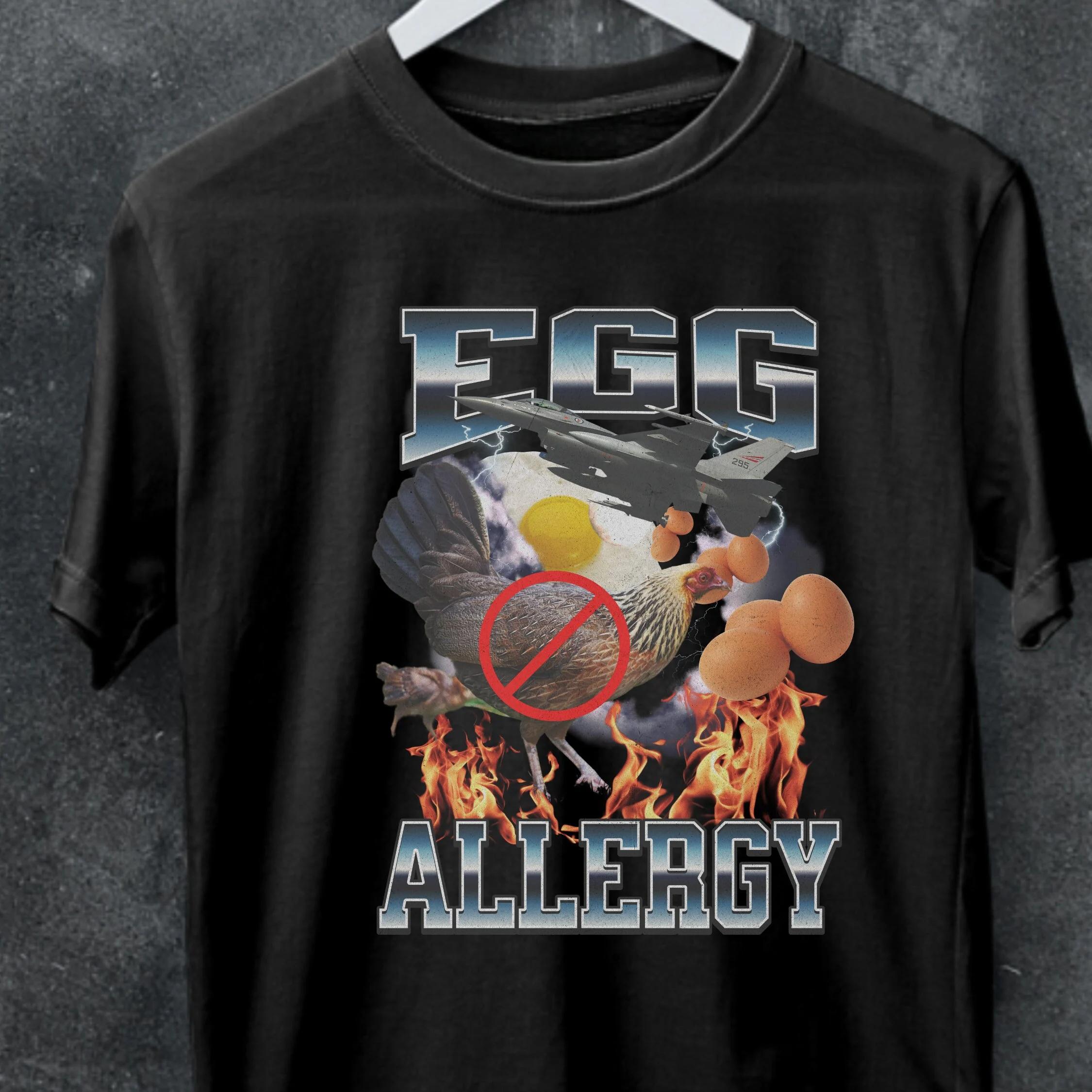 Funny Egg Allergy TShirt EggFree Graphic Tee Summer Mens and Womens Loose and Breathable Tshirt Top S