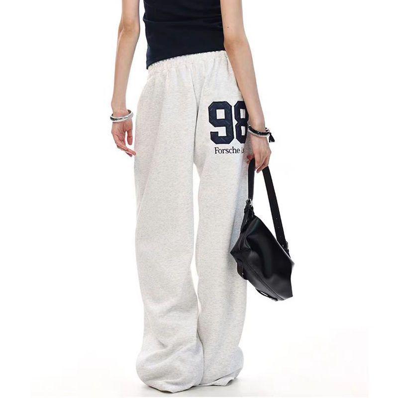 Girls' Retro Sport Patchwork Wide Leg Sweatpants