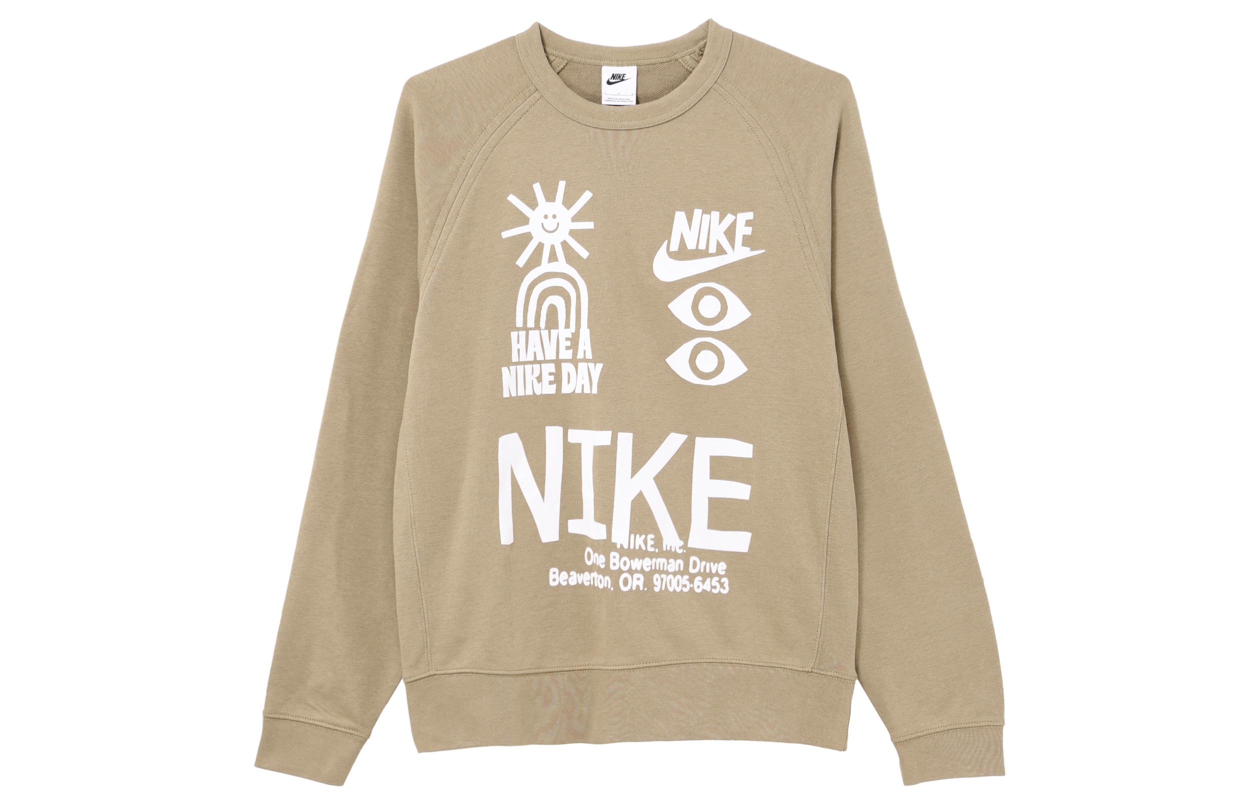 Nike Sweatshirts Men s Khaki Crew Neck Moderate Regular DQ4170-247 XL