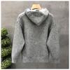 Mens Hollow Out Hooded Cardigan Loose Knit Sweater Casual Outerwear
