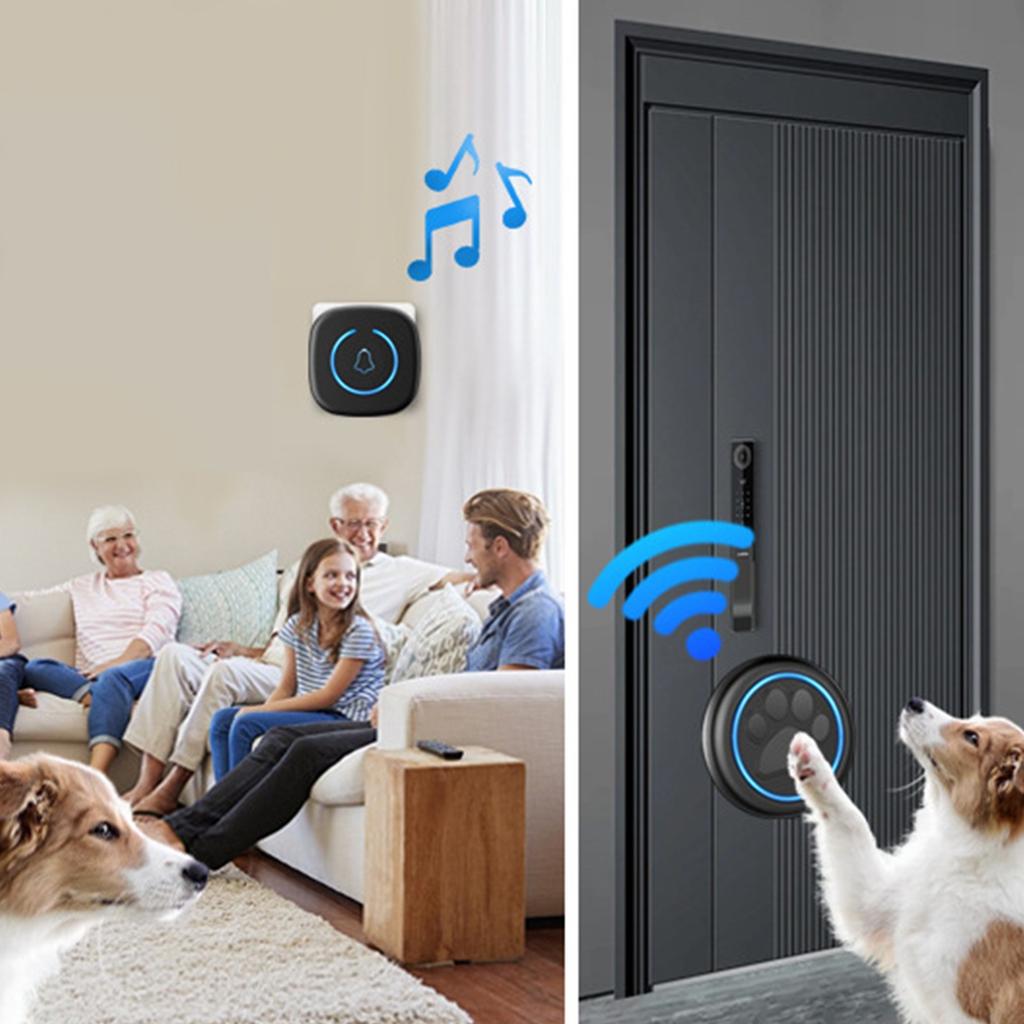 Kablosuz Kapı Zili Akıllı LED Yanıp Sönen Işık Evcil Köpek Kapı Zili,