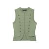 European and American style, new women's clothing, foreign gas rope knot buckle decoration knitted vest 5536/030/505