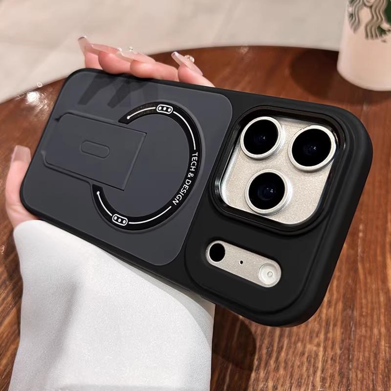 Applicable to iPhone17PROMAX mobile phone case folding invisible magnetic suction bracket Apple 16 matte skin feeling 15 anti-drop