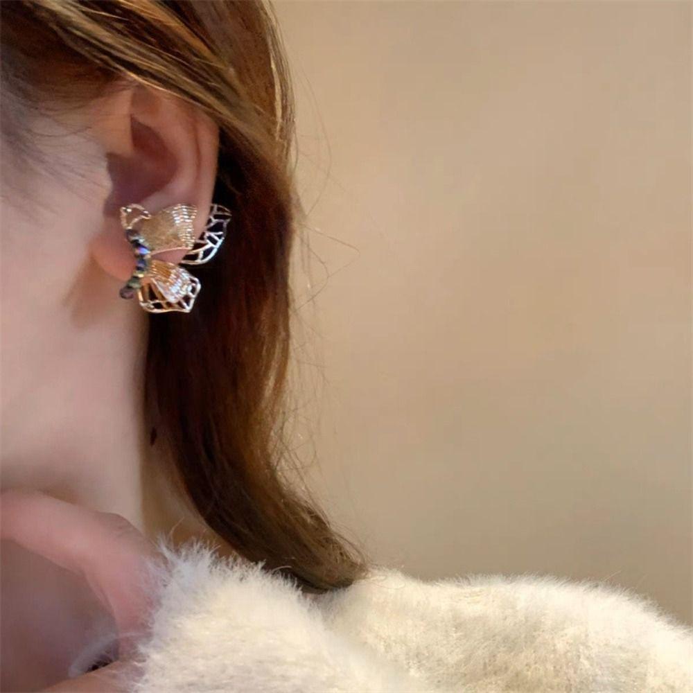Irregular Butterfly Earrings Hollow Out Metal Stud Earrings Fashion Vintage Earrings  Party