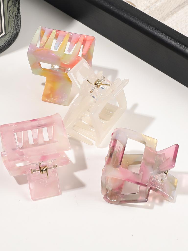 Leopard Acetate Colorful Square French Hair Claws Small Hair Clips for Girls,Back of Head Ponytail Hairpins Hair Accessories